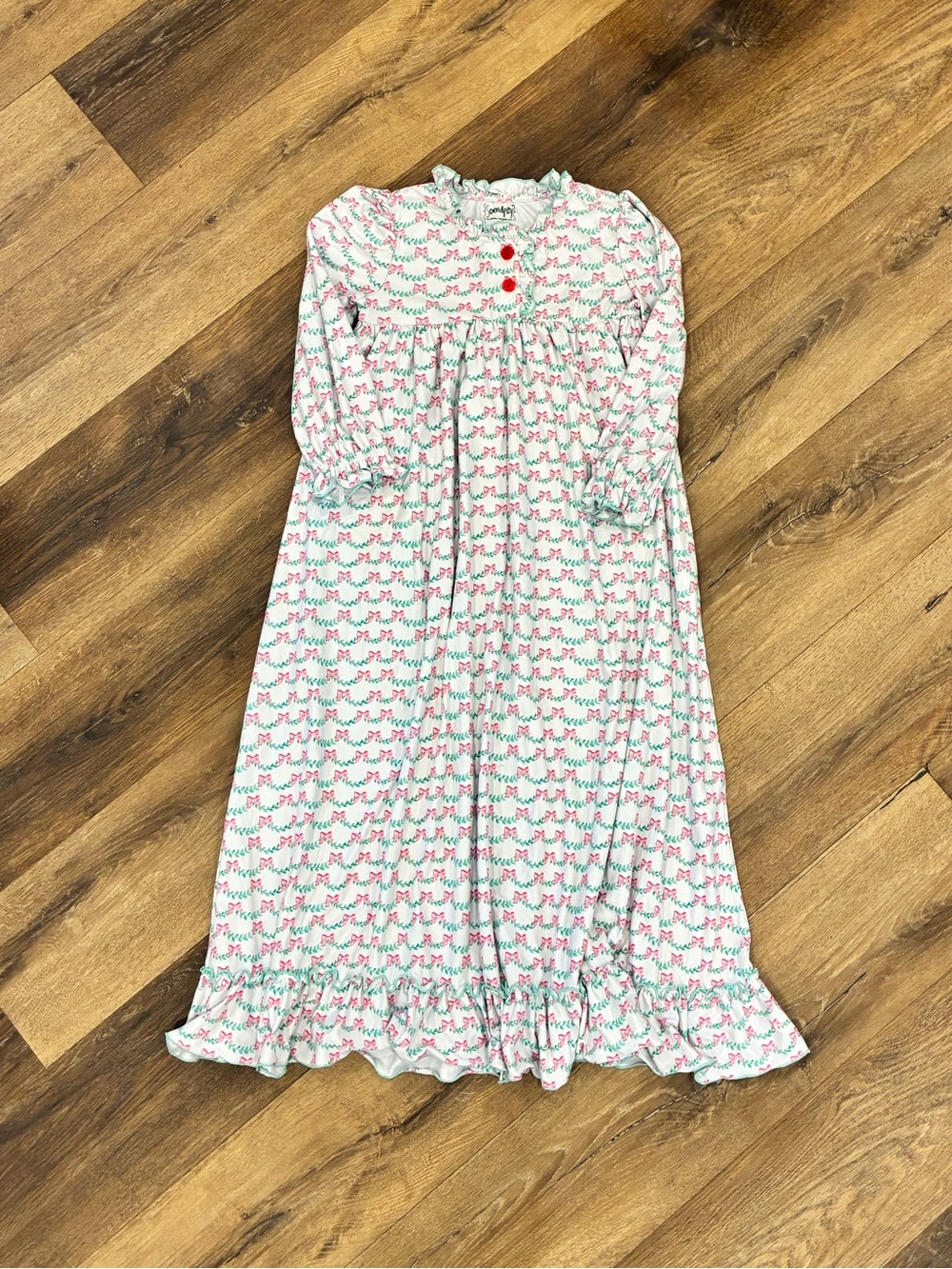 Shrimp & Grits Kids Serendipity Pink Bow Nightgown Gown Pajamas 7/8 Girl
